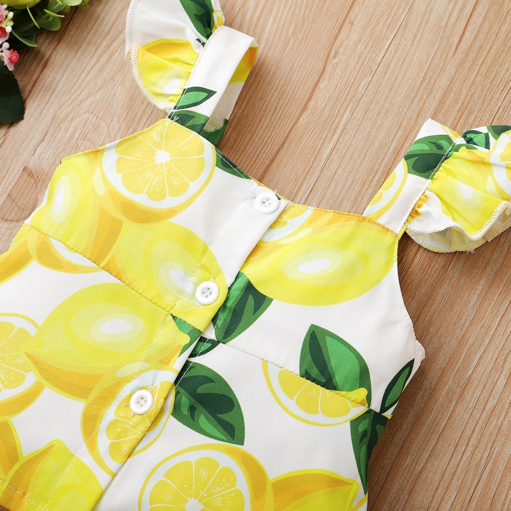 Bộ 2 món Mikrdoo in họa tiết chanh thời trang mùa hè với quần ngắn tam giác dễ thương thời trang dành cho bé gái