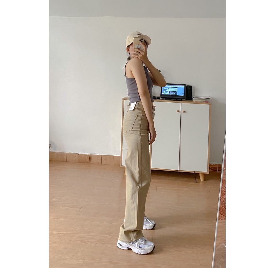 Quần Jean Ống Suông Dáng Đứng SB01 Tone Nâu