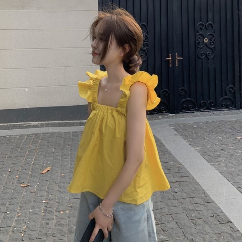 Áo hai dây cổ vuông dáng rộng thời trang dành cho nữ