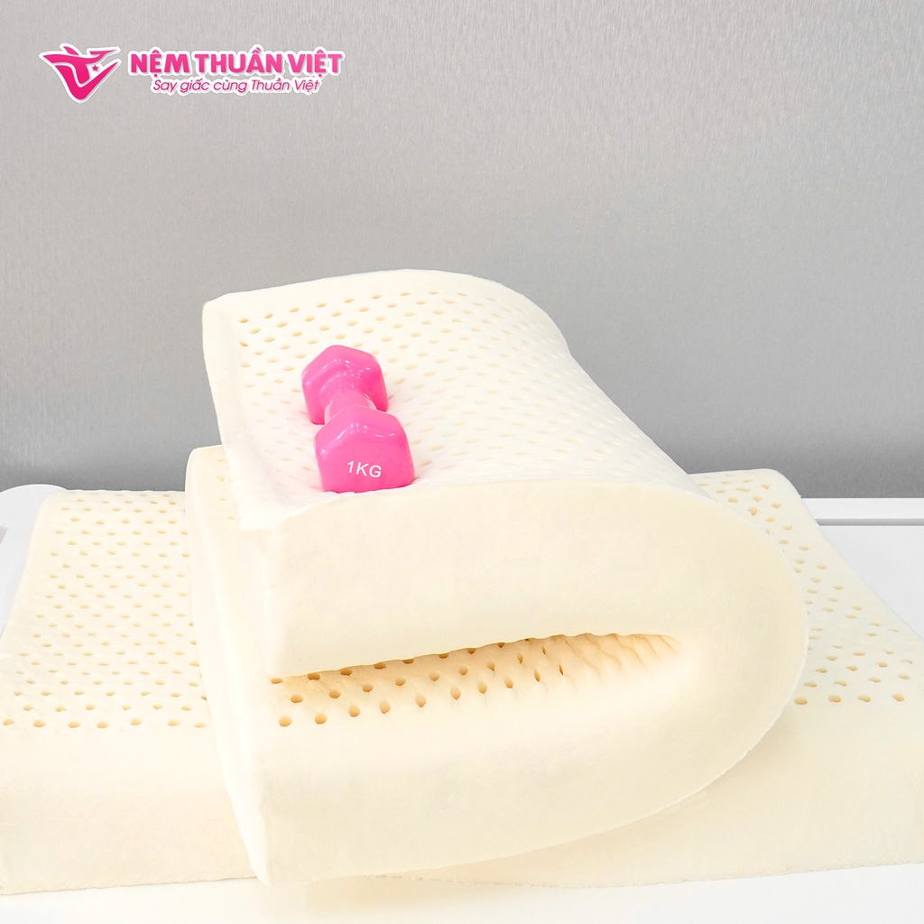 Combo Gối Ngủ Cao Su Thuần Việt - Chất Liệu 100% Cao Su Thiên Nhiên Cao Cấp, Thoáng Mát, Êm Ái