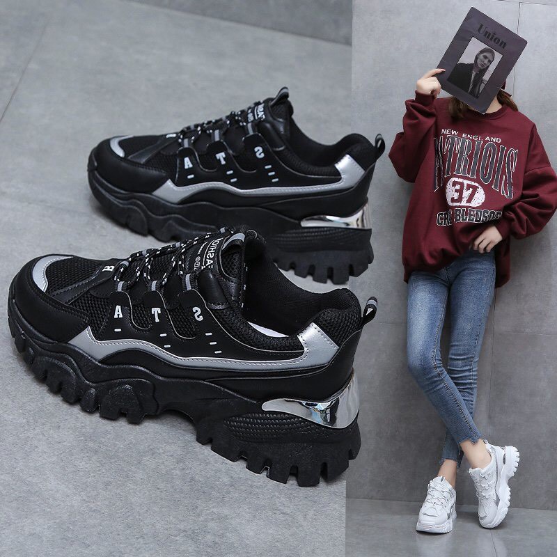 Giày thể thao nữ độn đế răng cưa gót bóng viền ánh bạc ATS | BigBuy360 - bigbuy360.vn