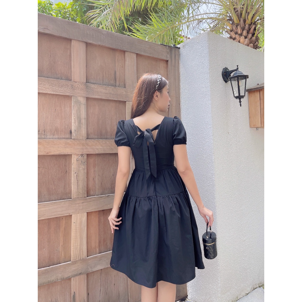 Đầm xòe Destiny C634 tay phồng bo chun trẻ trung Cin House