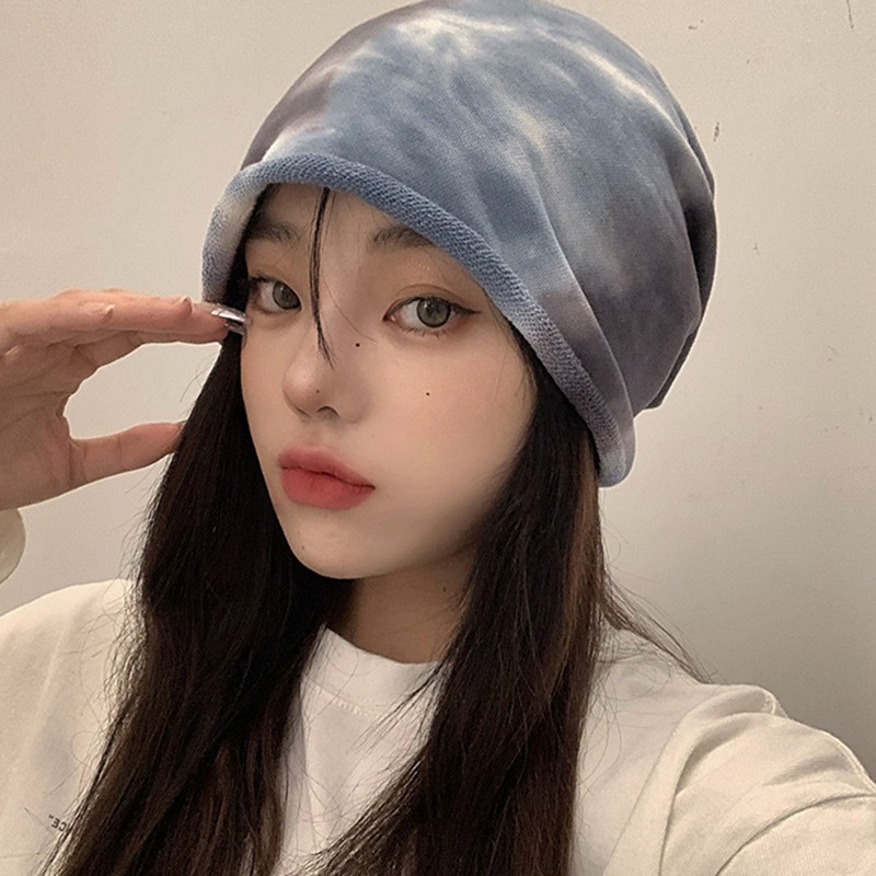 Mũ beanie mềm mại họa tiết nhuộm màu thời trang mùa đông cho nam và nữ