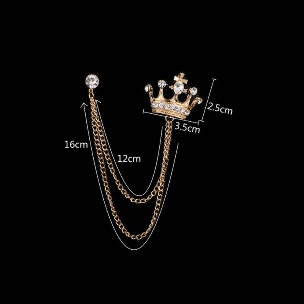 Ghim cài áo hình vương miện phối tua rua thời trang cho nam