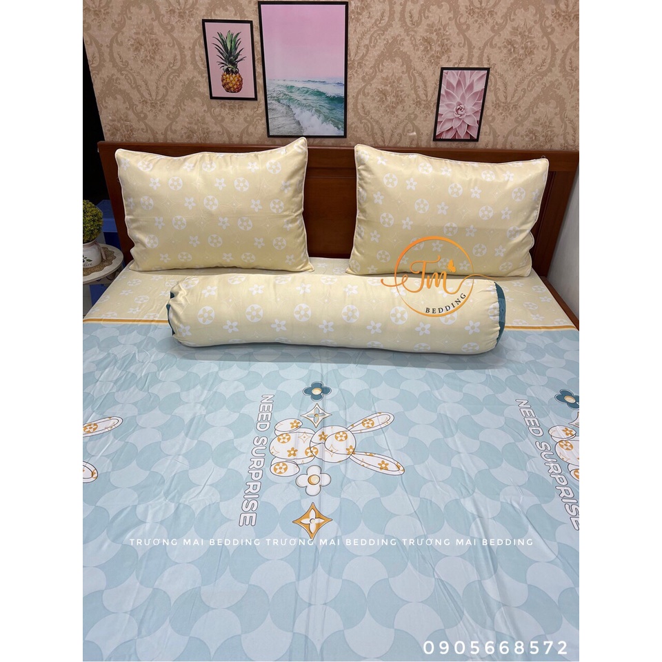Drap tencel lụa siêu mát mịn 5 món có chăn chần gòn sang trọng | BigBuy360 - bigbuy360.vn