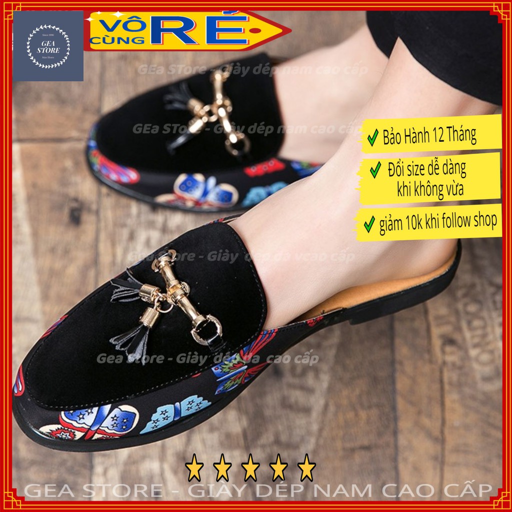 Giày lười nam không gót cao cấp, Sục nam mũi nhọn phong cách hàn quốc thể thao, chất liệu da bò pu kèm vải - Mã GEA54 | BigBuy360 - bigbuy360.vn