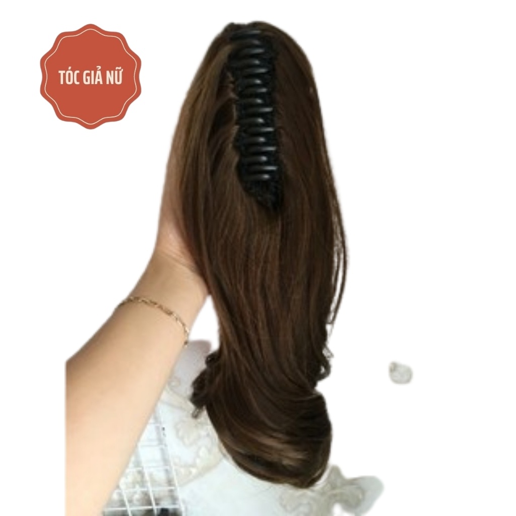 Tóc giả ngoặm ngắn nữ đẹp 35cm, sợi tơ cao cấp, N52