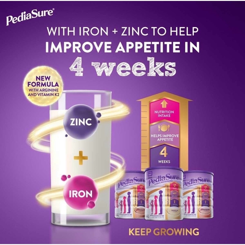 Sữa PediaSure Úc nắp tím vị vani 850g