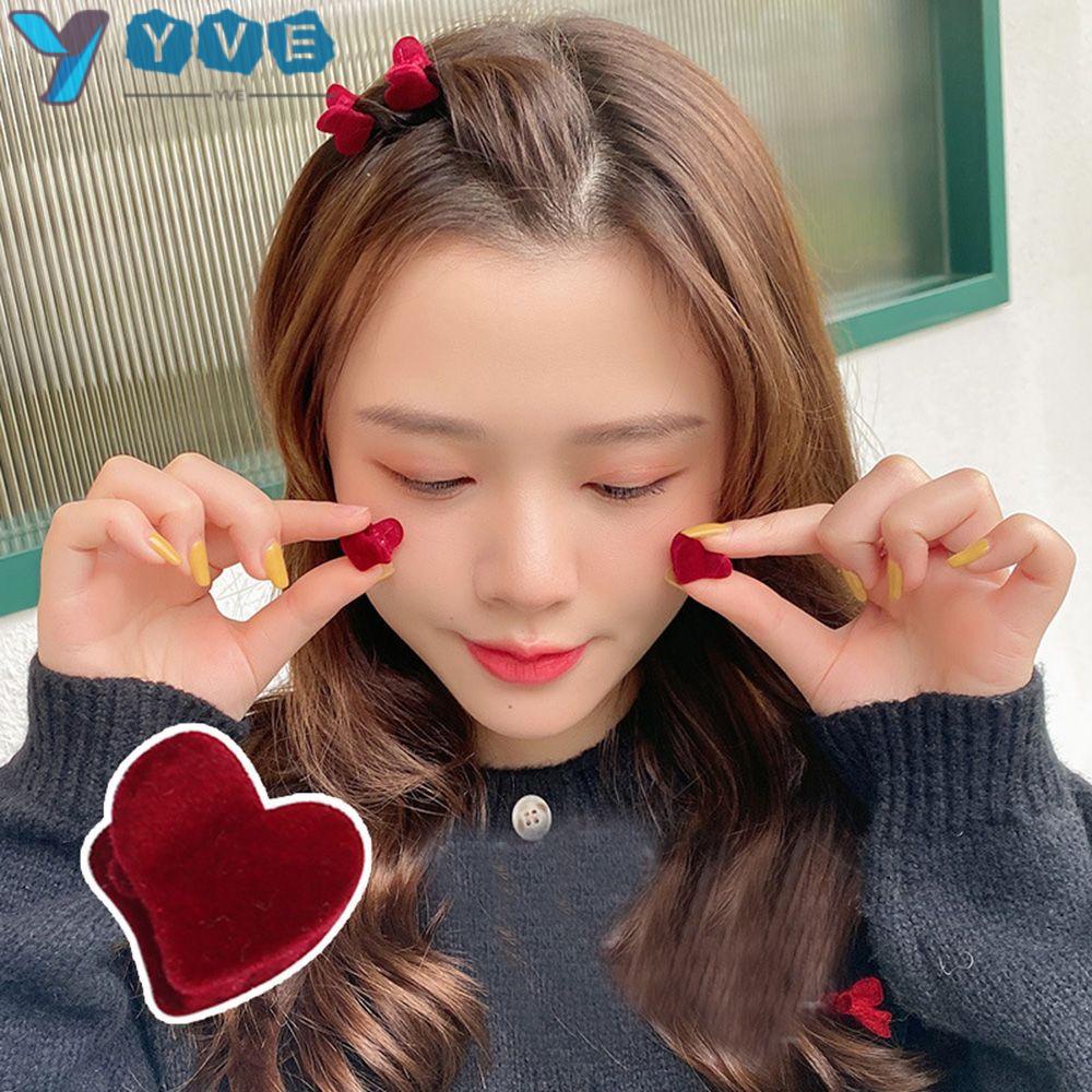Kẹp Tóc Mini Vải Nhung Hình Trái Tim Xinh Xắn Thời Trang Cho Nữ