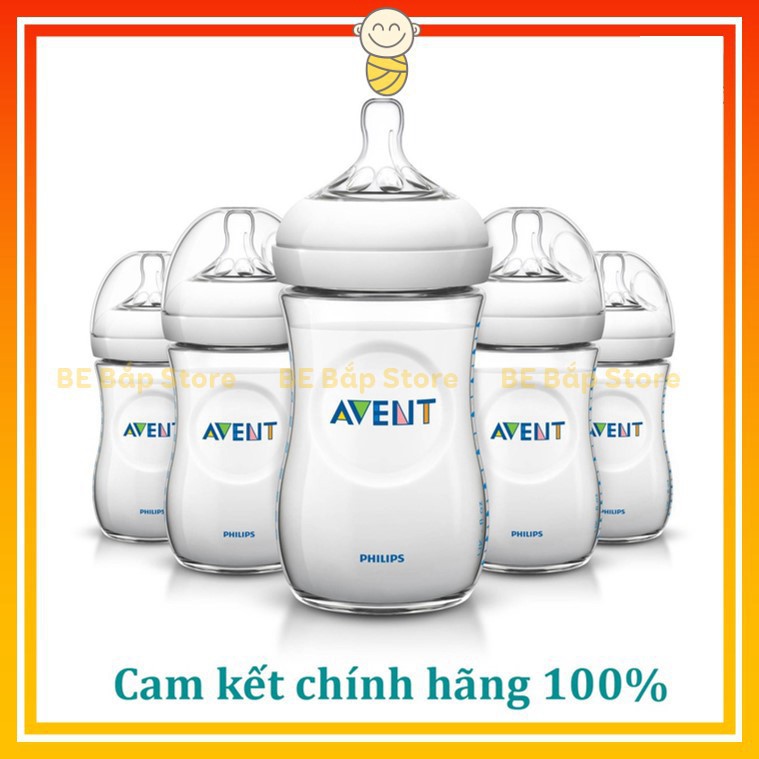 Bình Sữa AVENT Natural ⚡𝟭𝟬𝟬% CHÍNH HÃNG⚡ Bình Sữa Avent Chống Đầy Hơi 125ml/260ml [Được chọn núm]