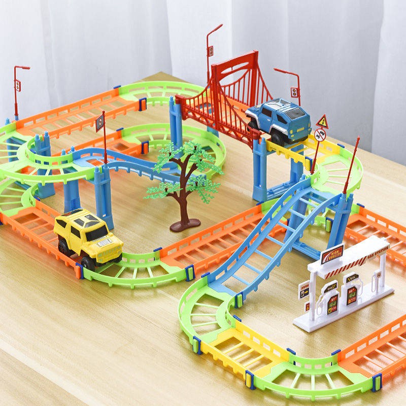 Thomas xe lửa nhỏ xe hơi trẻ em lớn đồ chơi xe điện lăn tàu lượn ô tô trẻ em câu đố đồ chơi
