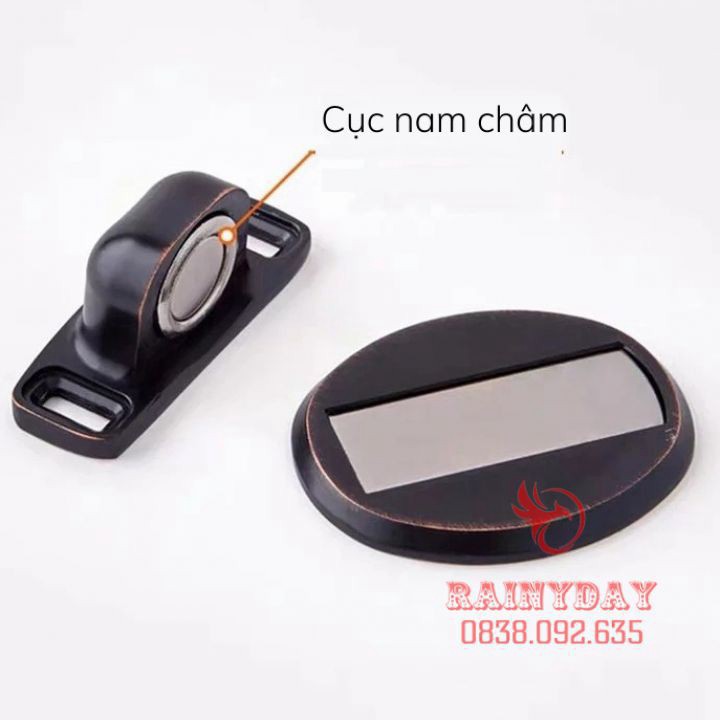 Bộ chặn hít cửa nam châm thông minh chống va đập inox 304 đế mỏng dán sàn như vô hình kèm 3M ốc vít