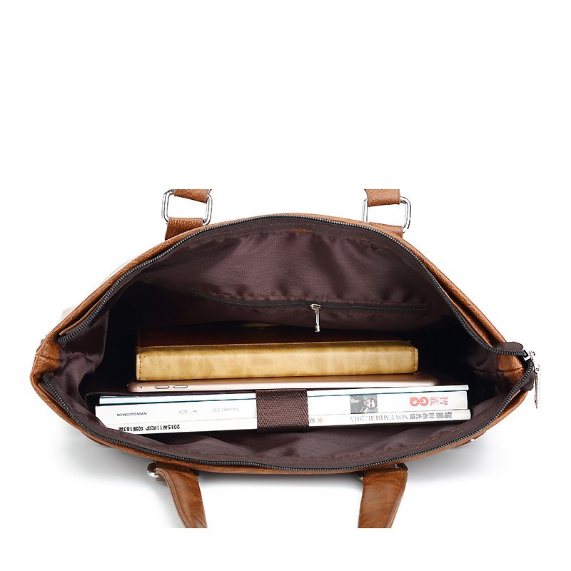 Túi xách cặp da đựng laptop công sở JEEP BULUO T05-2 39x29x8cm (nâu đậm-nâu sáng-đen) | BigBuy360 - bigbuy360.vn