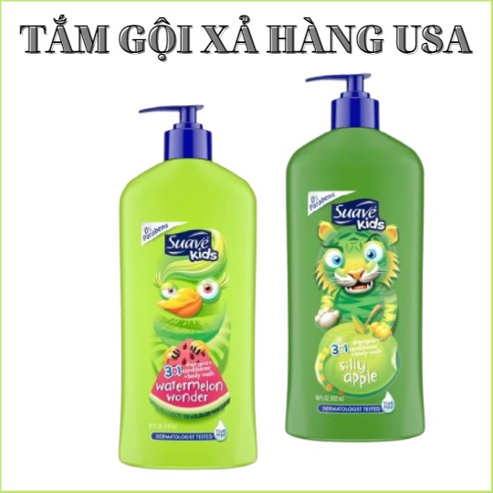 Sữa tắm gội xả cho bé Suave Kids 3 in1 hương trái không cay mắt  Mỹ 532 ML