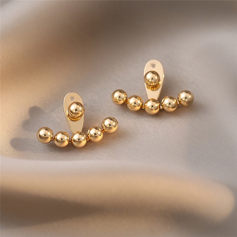 Khuyên Tai Màu Vàng Đính Hạt Đậu Vàng Phong Cách Gothic Hàn Quốc Thời Trang Cho Nữ Đi Tiệc