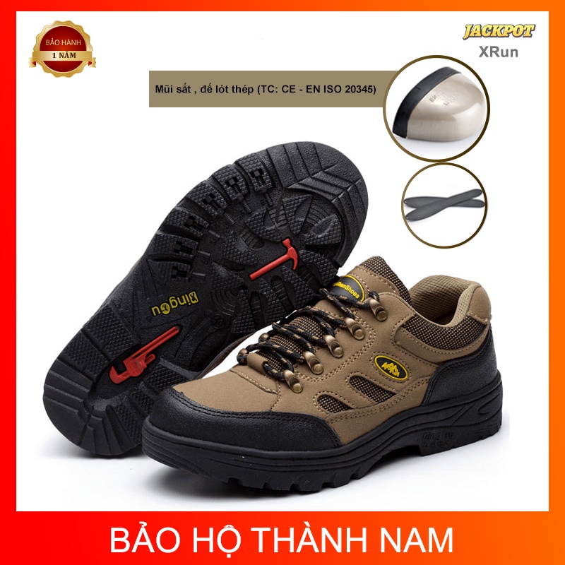 Giày bảo hộ lao động siêu nhẹ XRun, Giày bảo hộ cao cấp đẹp, lót chống đinh, mũi sắt, đế chống trơn trượt