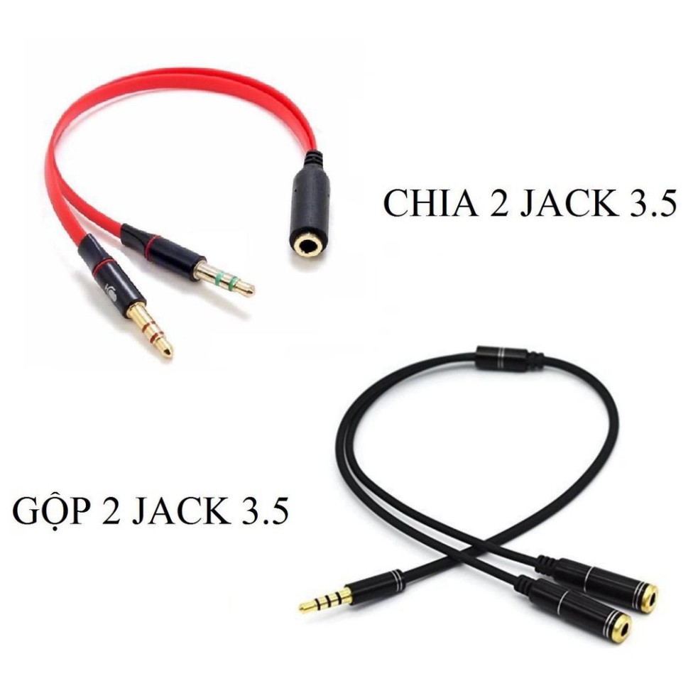 tuan0507 VRG ODJH DÂY GỘP 2 JACK 3.5 MICRO + TAI NGHE THÀNH 1 LỖ CẮM JACK 3.5 LY và Cáp gộp audio và mic 3.5mm Jack gộp 