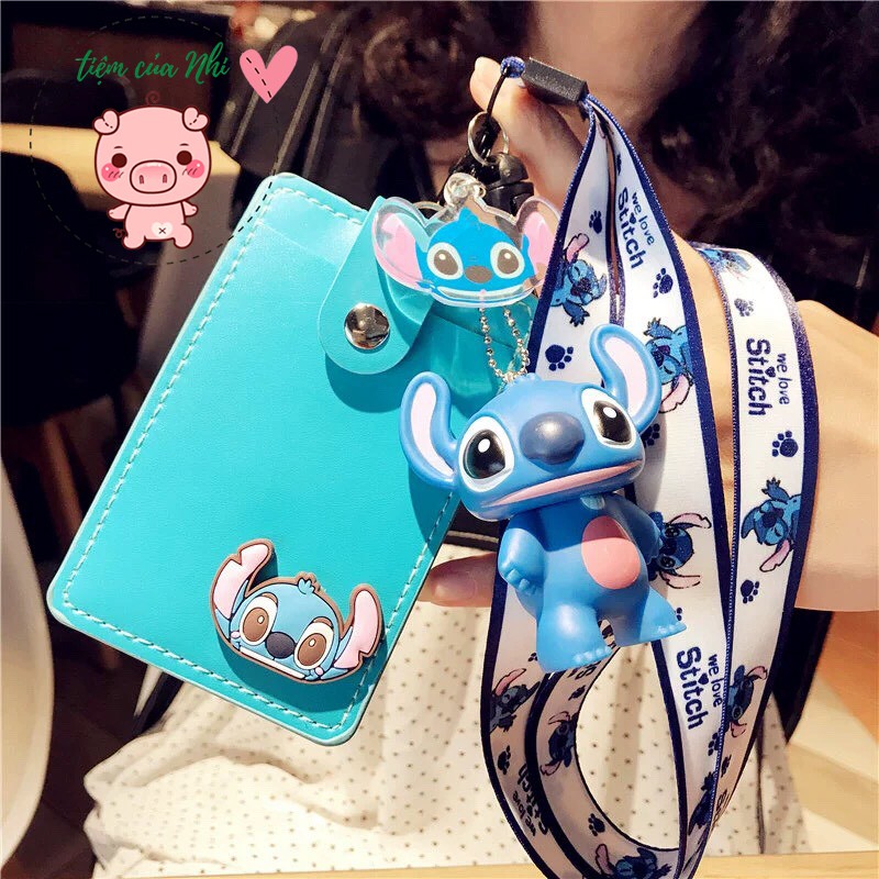 Thẻ đeo bảng tên sinh viên nhân viên bằng da PU cao cấp unicorn, gấu pooh, stitch, snoopy, bunny,totoro Tiệm Của Nhi TĐD