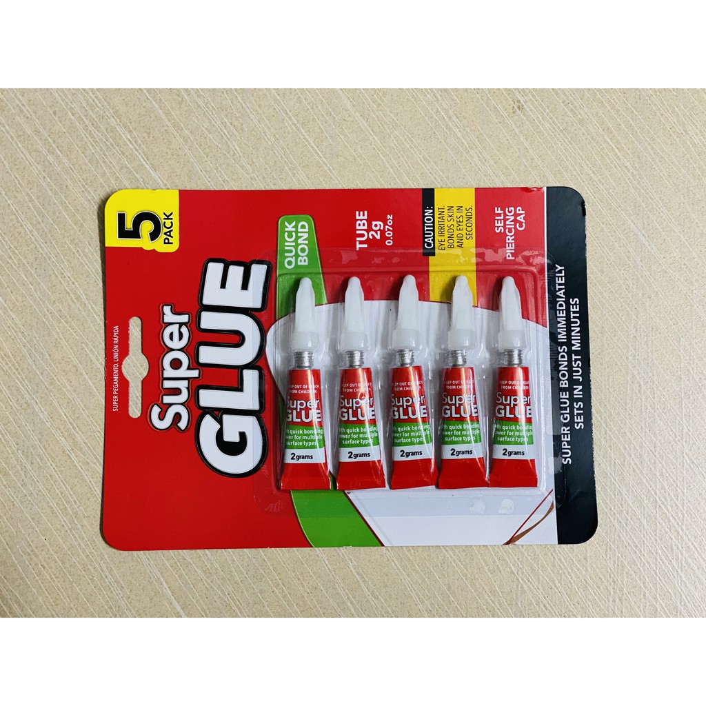 BỘ 5 ỐNG KEO ĐA NĂNG DÁN GỖ NHỰA SẮT KIM LOẠI DÉP, combo 5 tuýp keo siêu dính nhanh khô super glue quick bond