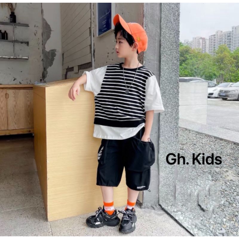 Bộ sọc bé trai hiphop cá tính ngầu chất bé 8-24kg