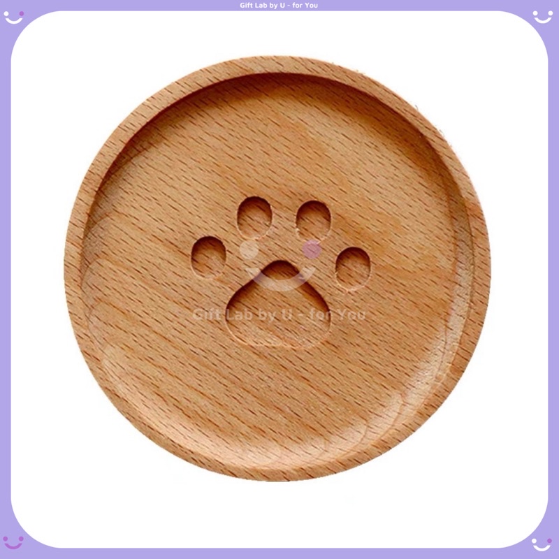 Lót cốc gỗ cao cấp hình bàn chân mèo siêu dễ thương