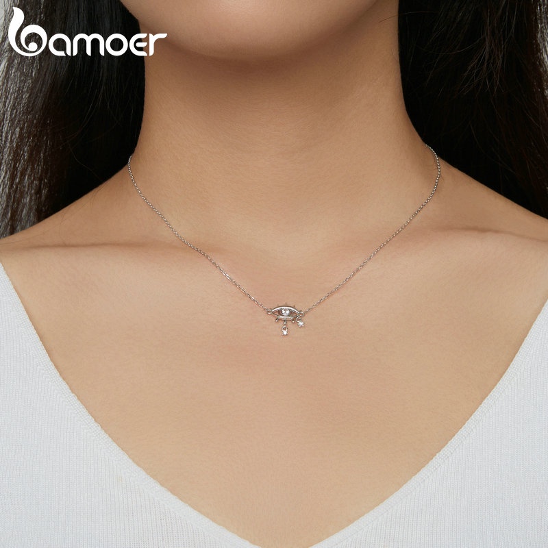 BAMOER Vòng cổ bạc 925 Mặt Hình Mắt Quỷ Thời Trang Cho Nữ