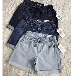 Quần sọt jean lưng thun dây kéo co giãn