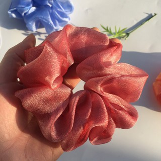 {Ảnh thật} cột tóc vải scrunchies von lụa ánh kim