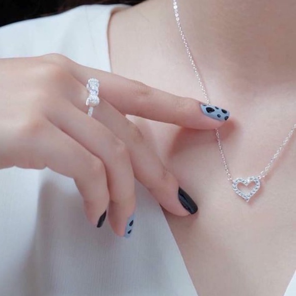 Dây chuyền bạc dây liền mặt tim đính đá bạc ta Van Jewelry V10577