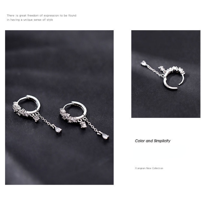 Phụ nữ Hàn Quốc Hoa tai tua rua thời trang độc đáo Hoa tai dài Rhinestone chất lượng cao