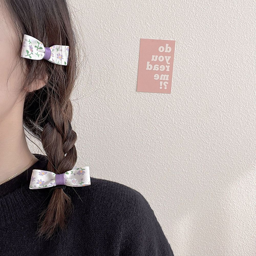 Dây buộc tóc màu tím họa tiết hoa/ gấu dễ thương phong cách Hàn Quốc cho nữ