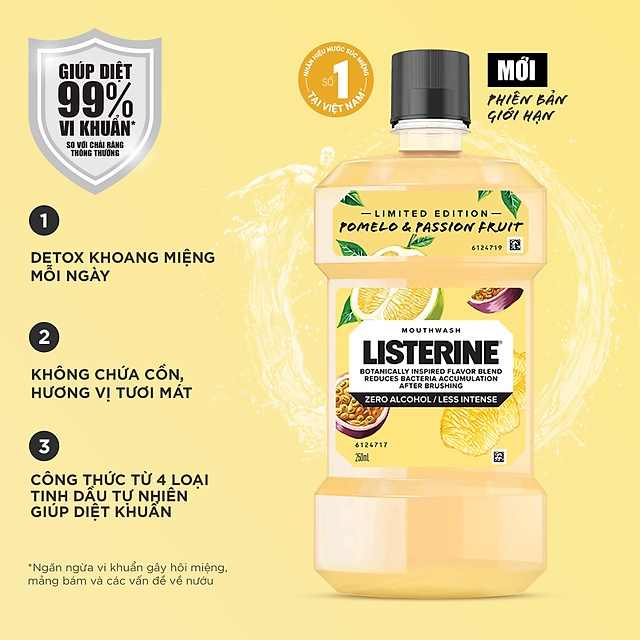 Nước Súc Miệng Listerine Tonic Vị Trái Cây Tự Nhiên - Dung Tích 250ml/Chai (Phiên Bản Giới Hạn)