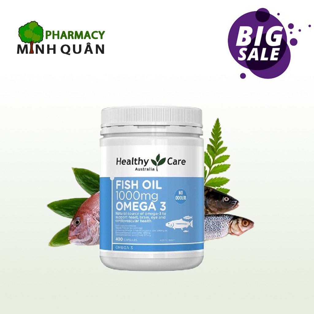 [CHÍNH HÃNG]  Dầu Cá Tự Nhiên Fish Oil Healthy Care Omega 3 1000mg, 400 viên