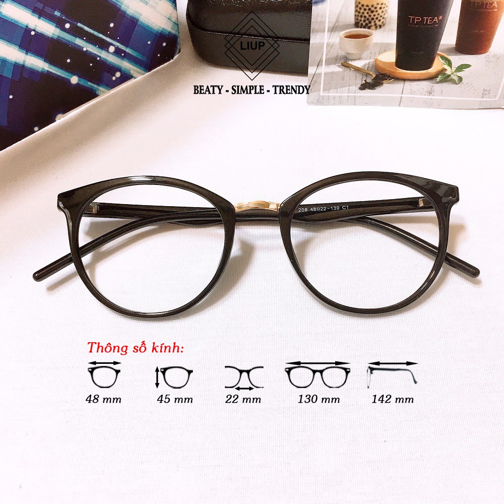 Gọng kính cận mắt tròn nam nữ nhựa dẽo Liupeyewear 208 nhận cắt mắt cận loạn viễn | BigBuy360 - bigbuy360.vn