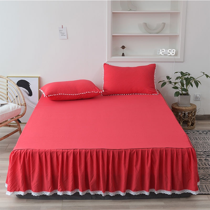 Ga Trải Giường Đơn Màu Trơn Bằng cotton Giặt Được Bảo Vệ Chống Trượt
