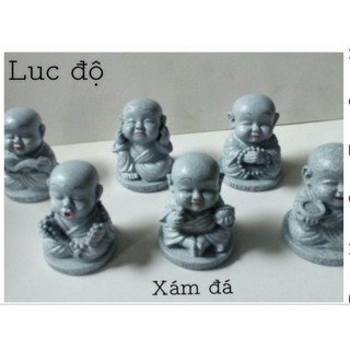 Tượng trí bộ sáu chú tiểu lục độ đá xám/