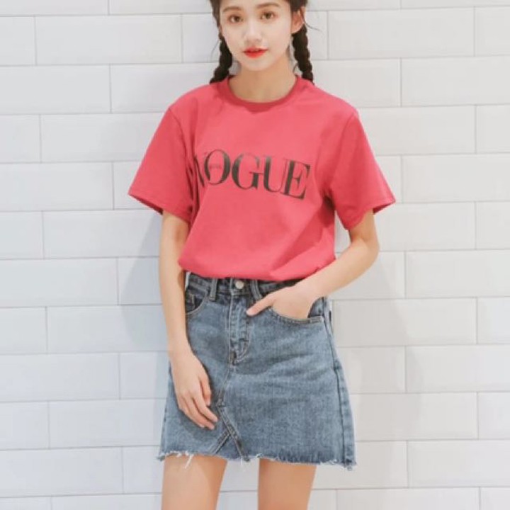 Áo Thun Nữ In Chữ VOGUE 3 Màu Đỏ Đen Trắng Local Brand DLX Form Basic Thun 35% Cotton