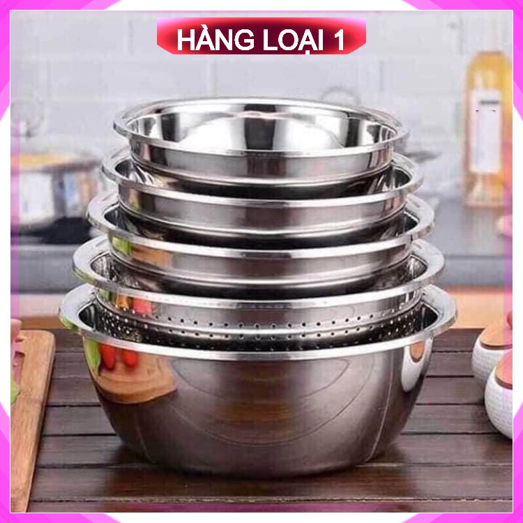 Set 5 Món Bộ Rổ Chậu Inox
