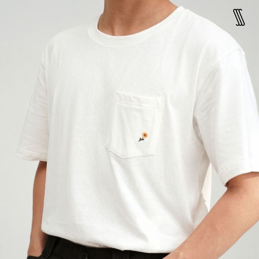 Áo thun tay ngắn nam SSSTUTTER thêu hoa nhỏ ở túi SUNFLOWER POCKET TEE