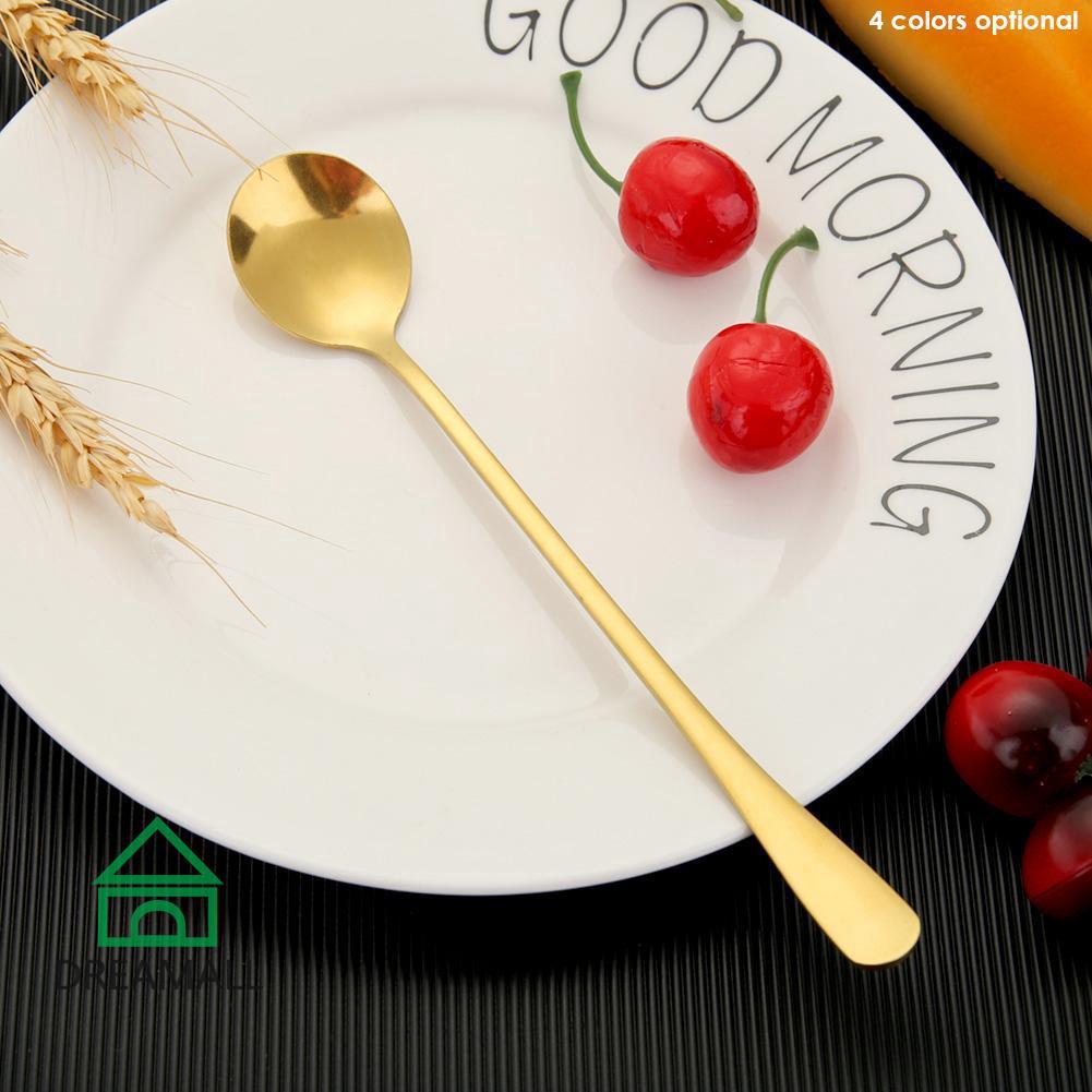 New Long Handle Stainless Steel Spoon Coffee Tea Spoons Tableware