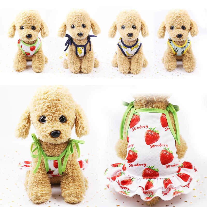 Váy họa tiết hoa quả chó mèo