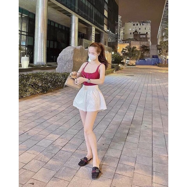 Quần short nữ dập nổi 3D xốp phồng chất đẹp QS 01