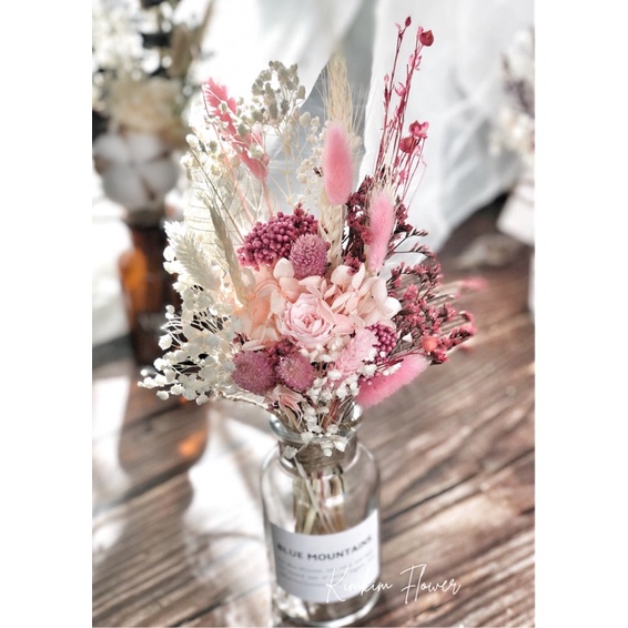 Combo lọ hoa hồng khô, mix tú cầu vintage