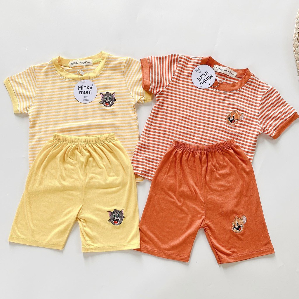 Bộ cộc tay cho bé  bộ cộc tay Minky Mom SỌC  IN HOẠT HÌNH cho bé trai bé gái  Chất thun lạnh cao cấp siêu mềm mịn mát