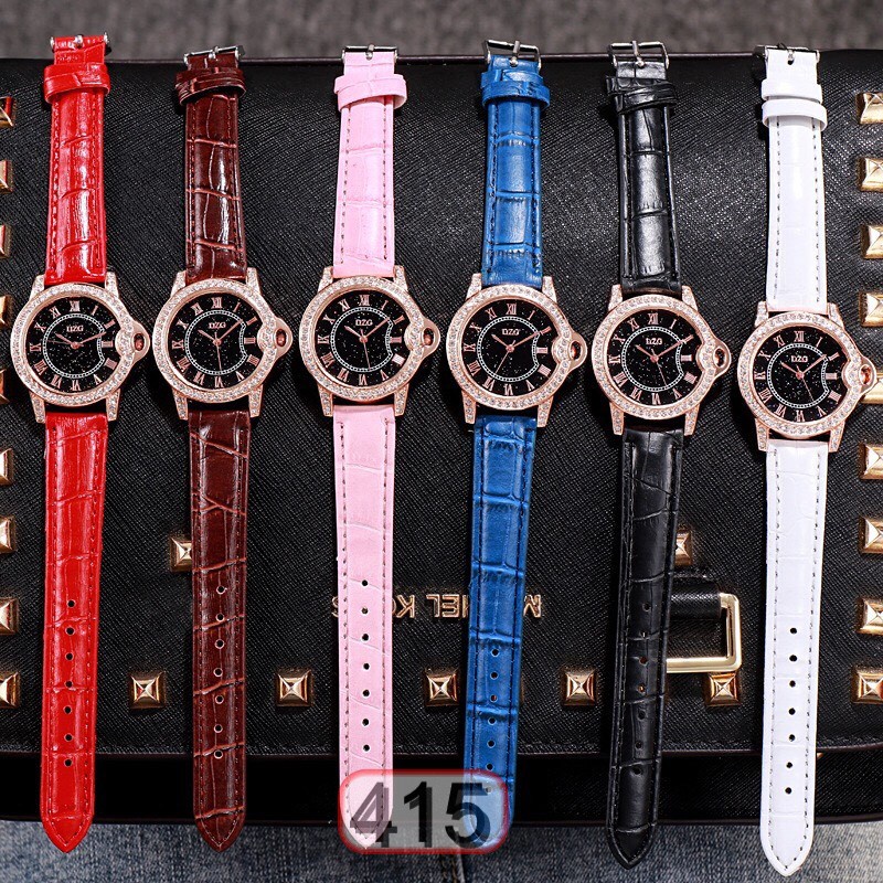 ĐỒNG HỒ NỮ DÂY DA DZG MẶT TRÒN ĐÍNH NGỌC NHÂN TẠO 415 LYLY SANG CHẢNH CỰC HOT | BigBuy360 - bigbuy360.vn