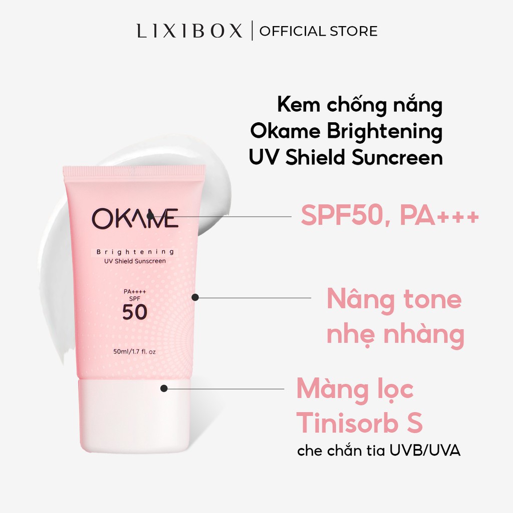 Kem Chống Nắng Okame Brightening UV Shield Sunscreen SPF 50 PA++++ 50ml