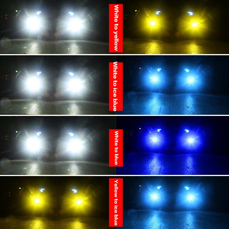 Bộ 2 đèn pha LED sương mù ô tô màu H3 H7 H11 9005 881 H4 H8 H16 9006 HB3 HB4 880 881 H27 H1