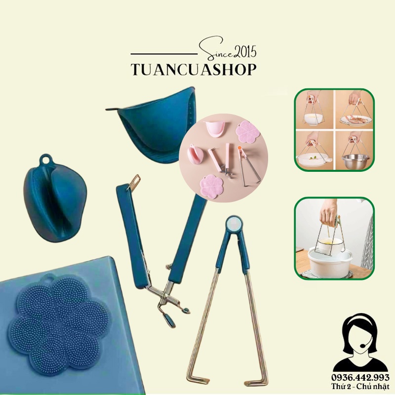 Bộ dụng cụ gắp nóng 6 chi tiết, cách nhiệt
