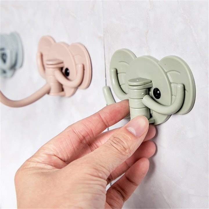 Móc Dán Tường Chắc Chắn 3 Vòi Hình Con Voi Siêu Dễ Thương