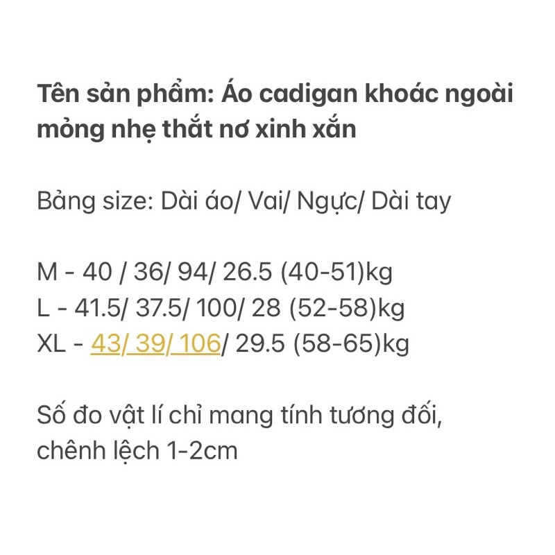 Áo cadigan khoác ngoài mỏng nhẹ thắt nơ xinh xắn - Mã 026